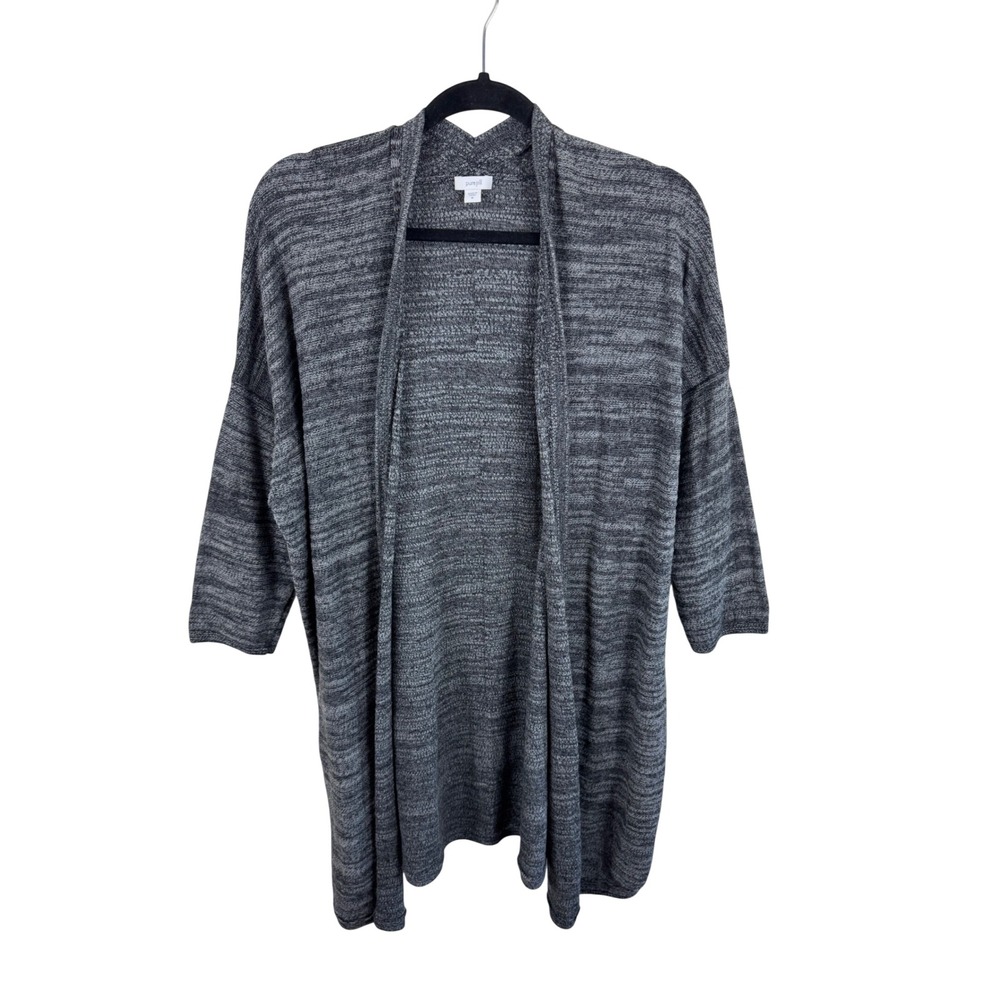 Pure Jill J. Jill Womens Gray Space Dye Open Front Cardigan Linen Blend Size M